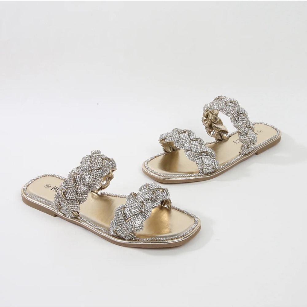 Rhinestone braided sandal Size 7 NWOB
